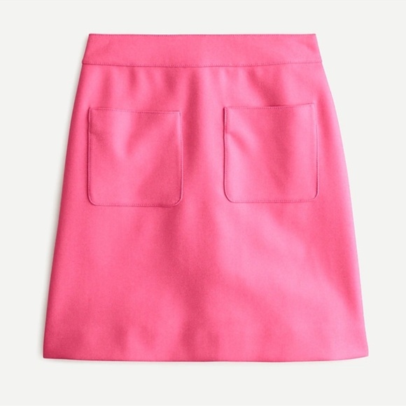 J.Crew Patch Pocket Wool Double-Serge Fuchsia Pink Mini Skirt Size 12 Tall NWT - Picture 2 of 14
